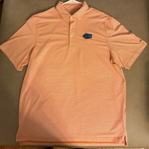 Florida Gator Vineyard Vines Orange and White Striped Polo Shirt